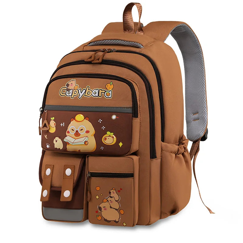 Kawaii Capybara School Backpack for Girls School Bags Set Casual Daypack Teens Girls Book Bag Children Schoolbag Travel Backpack
