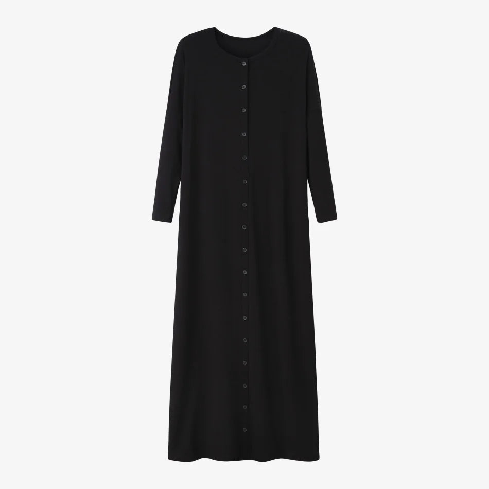 AS SS26 summer loose style button dress comfortable ribbing fabric dress o-neck lady clothes