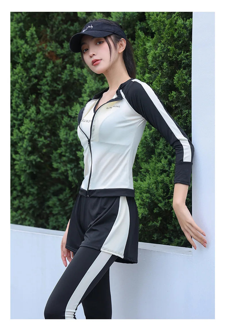 Swimsuit Women Summer Split Conservative Snorkeling Sunscreen Long Sleeve Pants Five Piece Set Jellyfish Sports Surfing Swimsuit