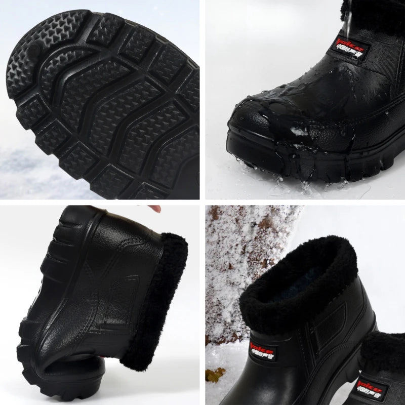 Winter Men's Rain Boots Plush Thickened Womens Snow Boots Plus Size Car Washing Shoes Waterproof Keep Warm Men Boots Women Shoes