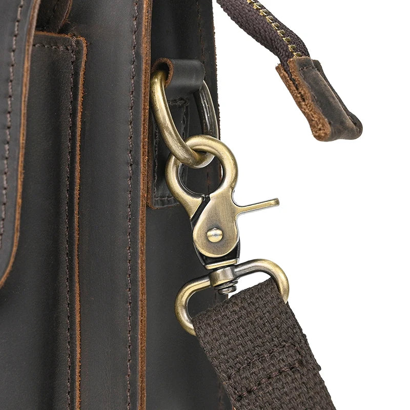 Crazy Horse Leather Messenger Bag Men's Leather Shoulder Bag For Mobile Phone Sling Bags For Men Woman Cross Body Bag