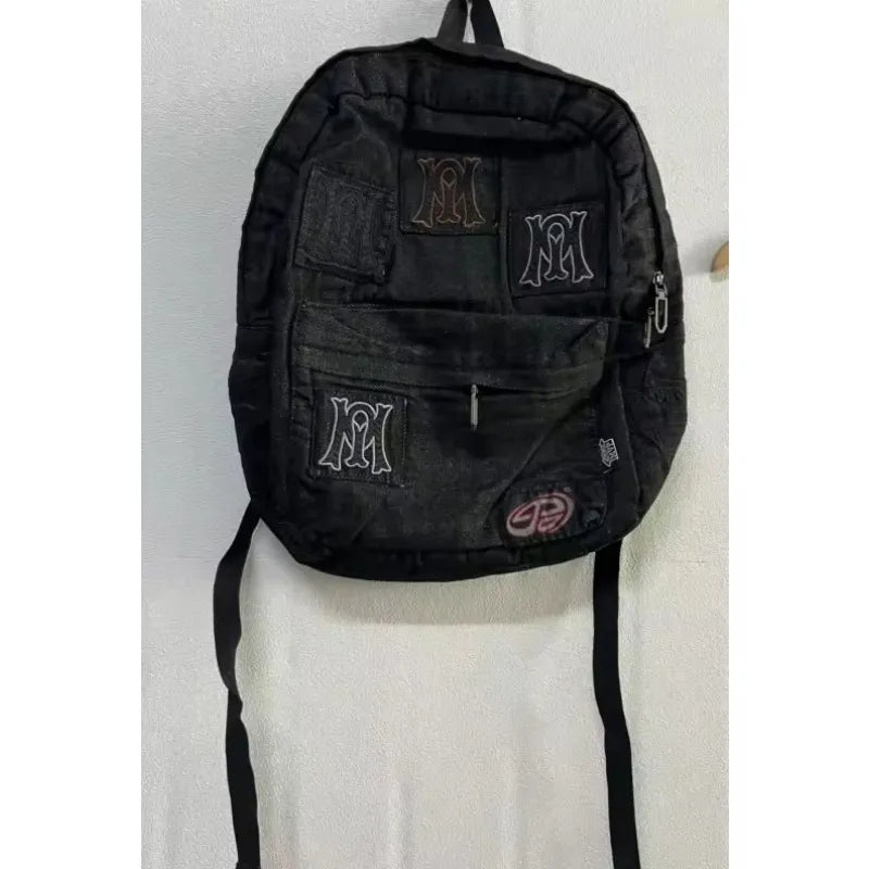 Y2k Embroidery Backpacks Women Washed Vintage Gothic Schoolbags MEN Design Mochila Casual School Backpack for College Students