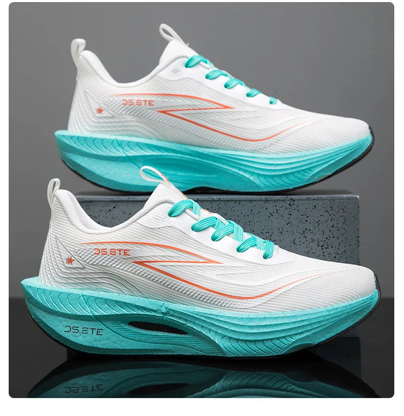 [Sports Shoes] Men's ultra light professional marathon running shoes, carbon plate cushioning, breathable low cut design, fluore