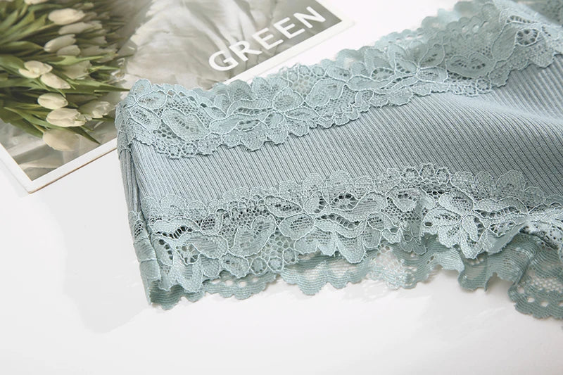 Lace Seamless Brazilian Panties Ribbed Cotton Low Waist Women's Panties Breathable Girls Underwear Plus Size Lingerie S-XL