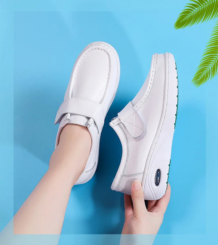 STRONGSHEN Women Platform Wedges Casual White Shoes Soft Nurse Work Shoes Hollow Out Breathable Comfort Non-slip Nursing Shoes