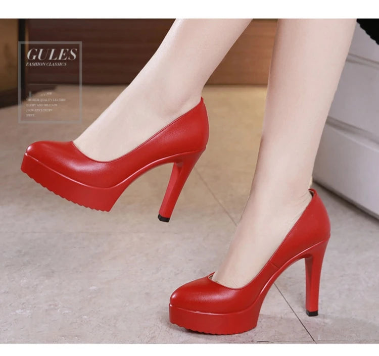 Small Size 32-43 Stilettos Pumps Women Wedding Shoes Red White 2025 Spring Shallow High Heels Shoes Ladies Platform Shoe Office