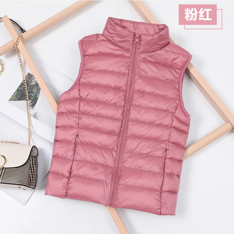 Ultralight Down Vest Women 2026 New Sleeveless Jacket Female White Duck Down Waistcoat Female Warm Puffer Jacket Outwear M-8XL
