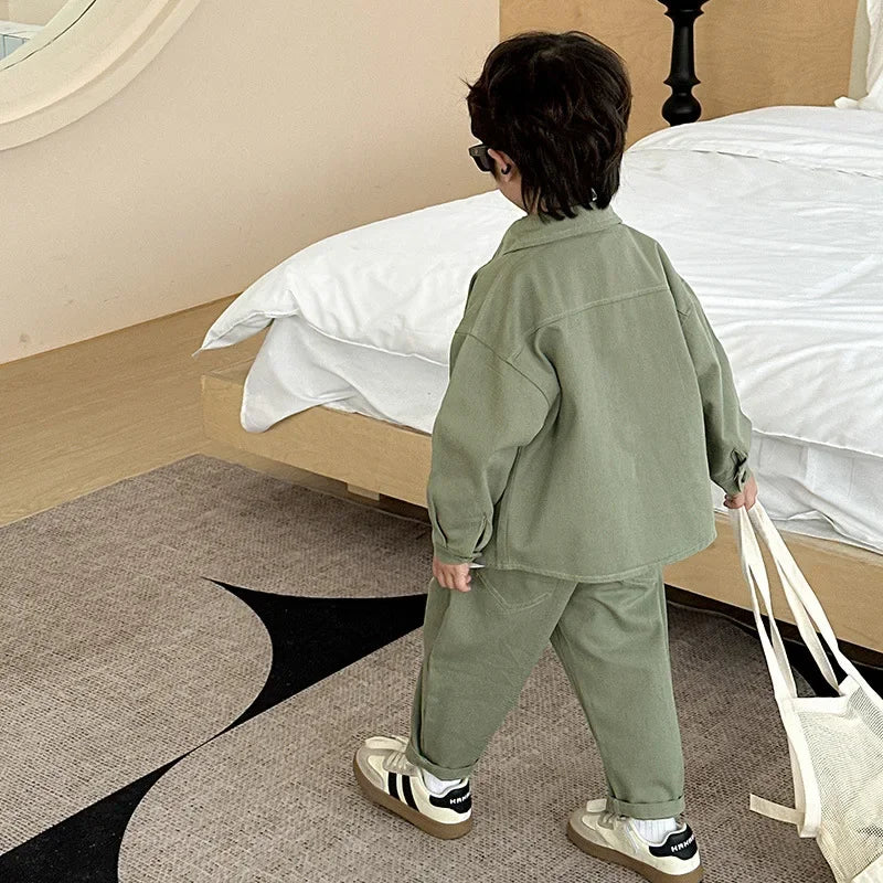 Boys' suit 2025 autumn new fashionable top pants sports casual workwear  children's clothing jacket