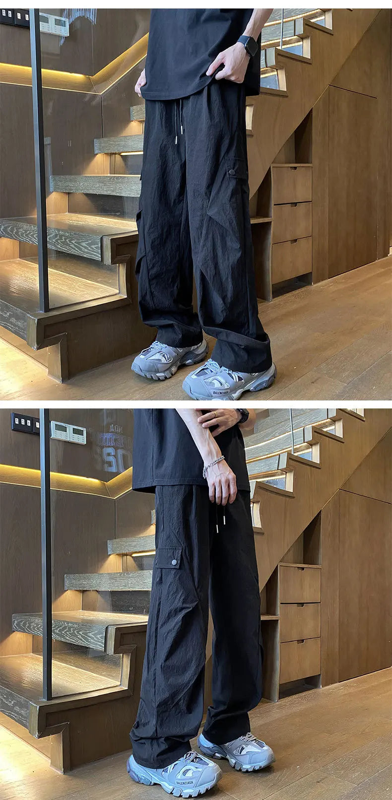 American Style Workwear Men's Summer Lightweight Tall Quick-Dry Trousers with Pleats for Hiking and Paratrooper