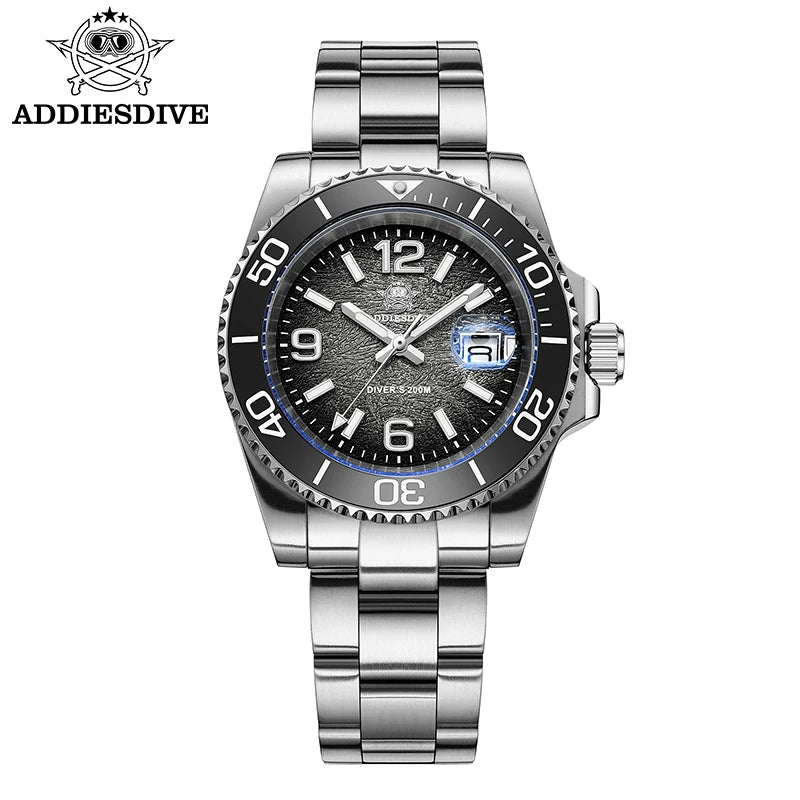 ADDIESDIVE 41mm Watches Japan 2115 Quartz Movement Luminous 200m Waterproof Dive Ceramic Bezel 316L Stainless Steel Man Watches
