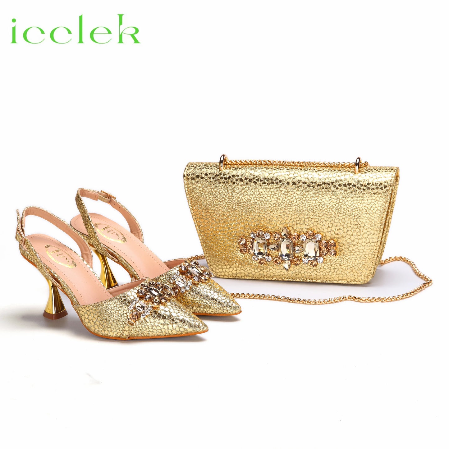 New Arrivals Special Design Pink Color African Women Shoes and Bag Set Pointed Toe Sandals for Wedding Party