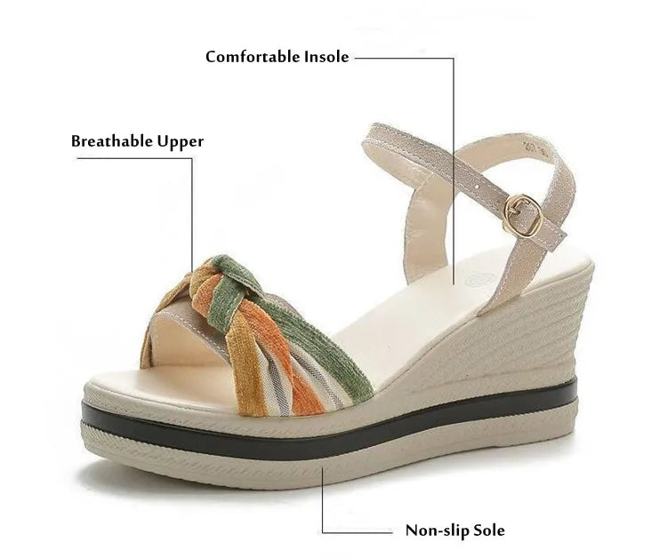 Open Toe Wedge Sandals for Women Summer Shoes босоножки женские Female Leisure Pumps Ankle Strap High Heels Ladies Slingbacks