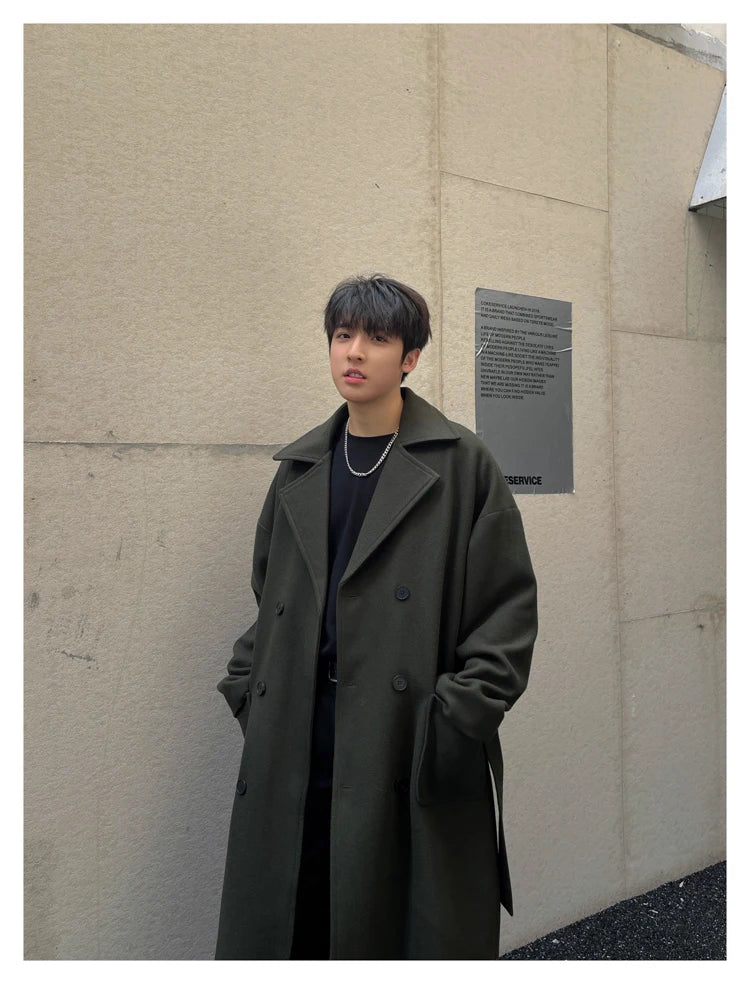 Long Coats Men chamarras para hombre Woolen Jackets winter coat men Trench Male Vintage Loose Heavy Jackets Men Leisure Overcoat