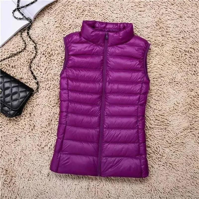 Ultralight Down Vest Women 2026 New Sleeveless Jacket Female White Duck Down Waistcoat Female Warm Puffer Jacket Outwear M-8XL