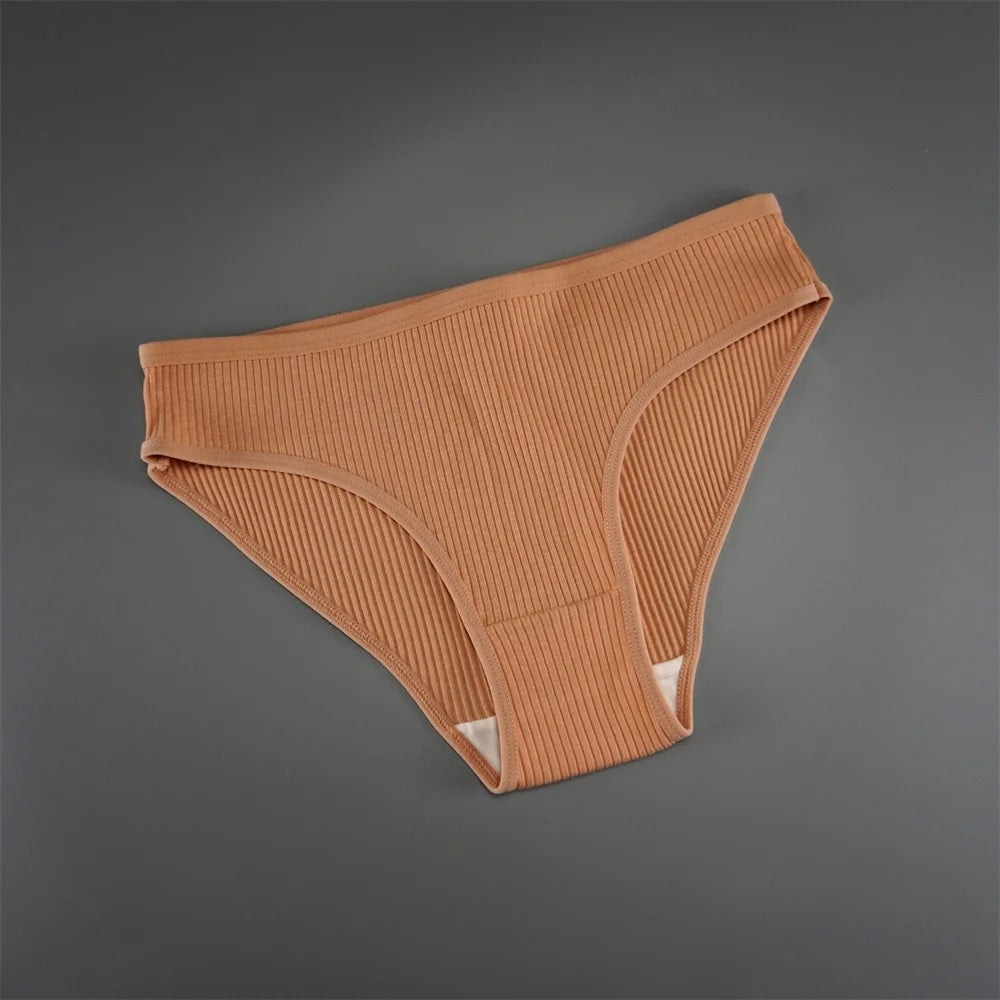 UNWE 3PCS/Pack Ribbed Cotton Seamless Panties for Women Briefs Pack Comfortable Ladies Underwear Sets