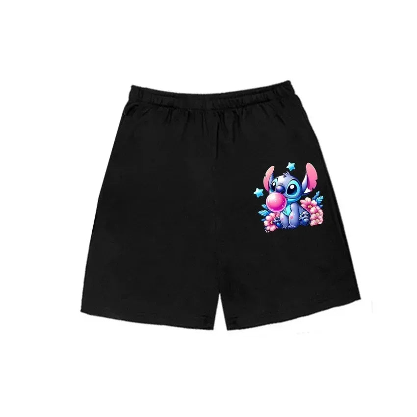 Casual everyday T-shirt for children,T-shirt with Kawaii cartoon print, summer urban fashion set for boys and girls aged 3 to 14