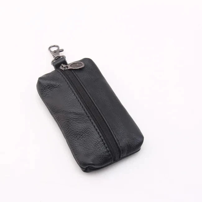Soft  Genuine Cow Leather Housekeeper Small Round Columnar Key Holder Car Key Wallet Coin Pouch Purse key bag