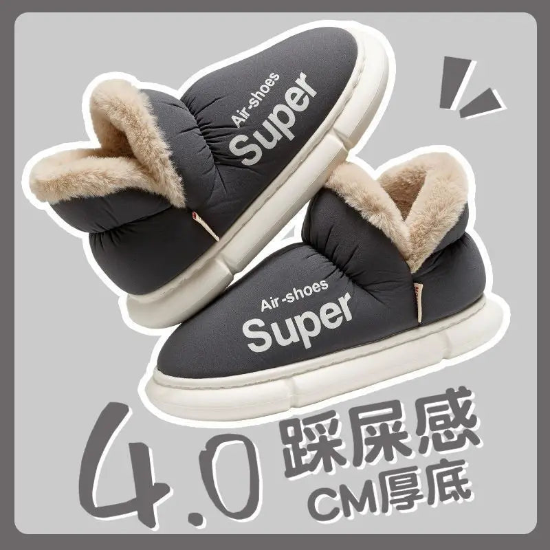 Winter Plush Men Cotton Shoes Warm Plush Men House Slippers Outdoor Soft Non Slip Women's Shoes Casual Furry Men Shoes