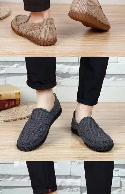 Men's Mesh Shoes Summer Hollow Out Breathable Casual Shoes Large Size Oxfords Bottom Work Shoes Soft Comfort  Flats Male Sneaker
