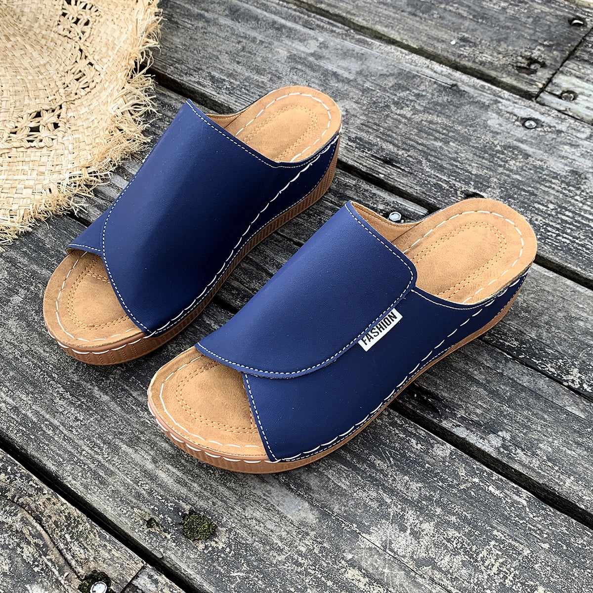 Minimalist Summer Women Sandals Fashion Thick Sole Wedge Heel Platform Slides Slip on Sandals Woman Slippers Female Footwear