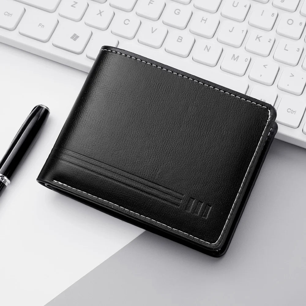 Men's Business Retro Short Wallet PU Leather Zipper Coin Purse Multi-Slot Multi-Functional Men's Wallet