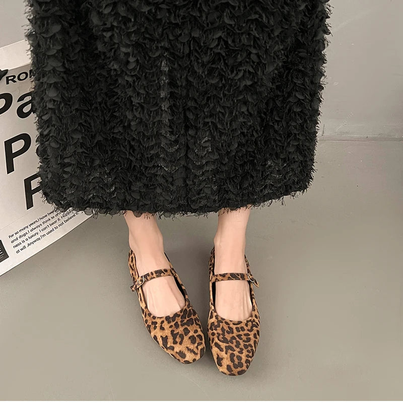 Leopard Print Women Loafers Flats Fashion Shallow Shoes 2026 Spring Ladies Elegant Soft Sole Mary Jane Shoes