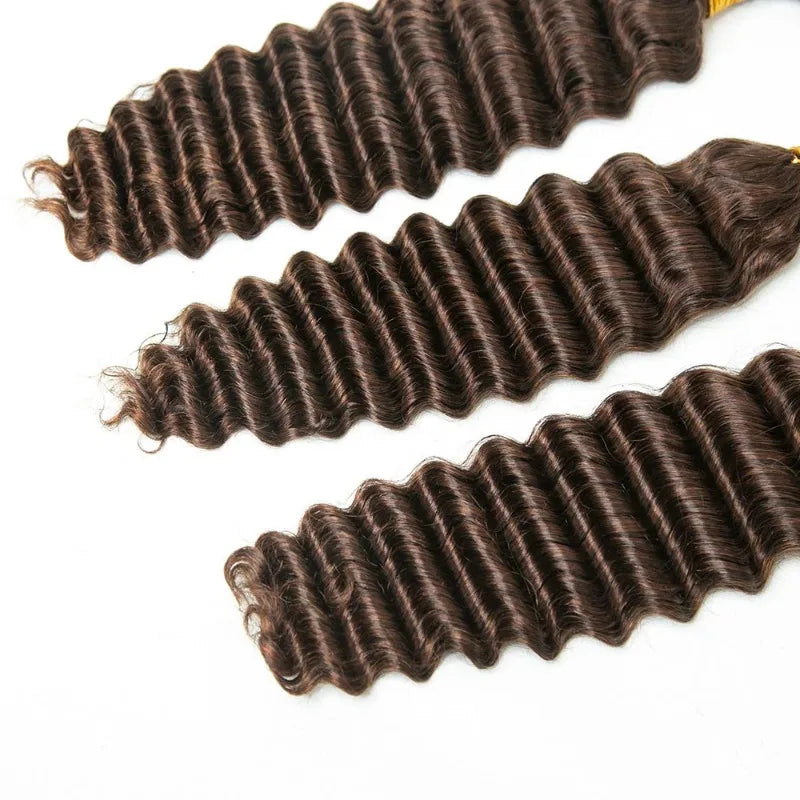 #2 Medium Brown Deep Wave Bulk Human Hair Extensions For Braiding 100g/PC Indian Remy Hair Deep Curly Bulks Boho Braids