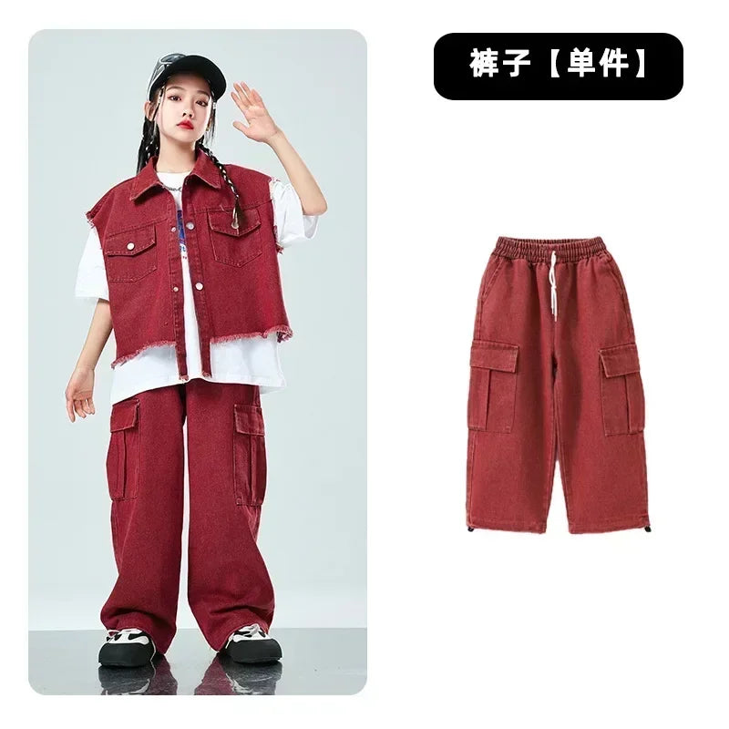 Children Hip Hop Jazz Fashion Show BoyGirl Loose Vest Baggy Pan t T-shirt Suits Sets Dance Performance Clothes Kids Tracksuits