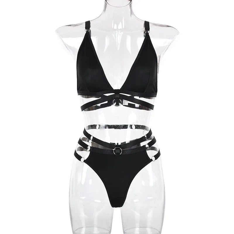 2-Piece Fancy Bra Set Women Erotic Ring Sexy Underwear Set Wireless Ladies Lingerie Outfit Bilizna Intimate