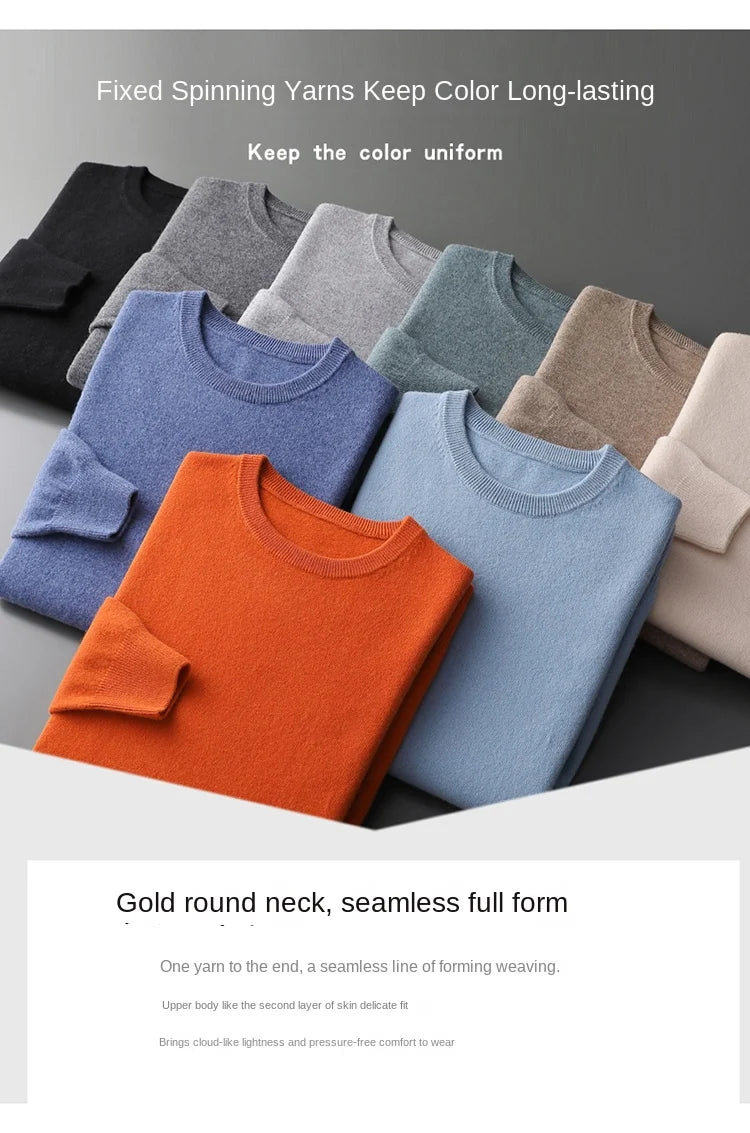 2025 Cashmere Sweater O-neck Pullovers Men's Loose Oversized M-3XL Knitted Bottom Shirt Autumn Winter New Korean Casual Men Top