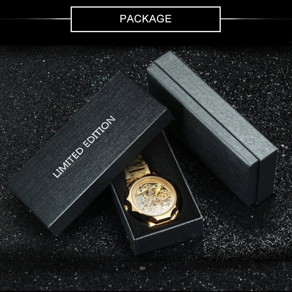Forsining Fashion Tourbillon Skeleton Automatic Mechanical Watch for Men Luminous Hands Iced Out Watches Stainless Steel Strap