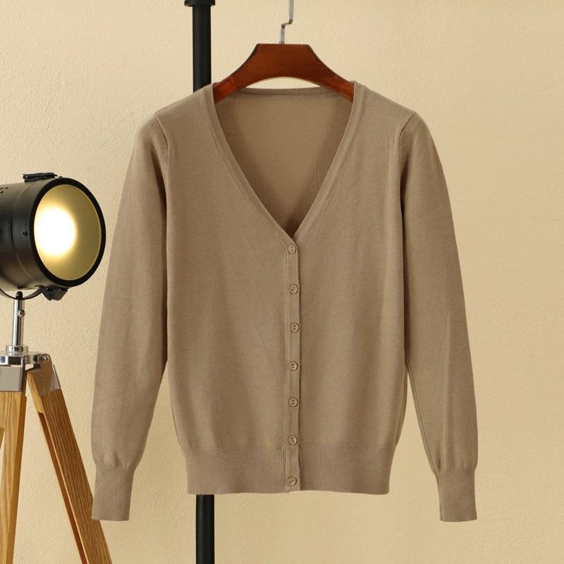 Korean Fashion Black Cropped Blouses Cardigan Female Clothing Sweaters Jersey Long Sleeve Top Women's Coat Spring 2025 Style