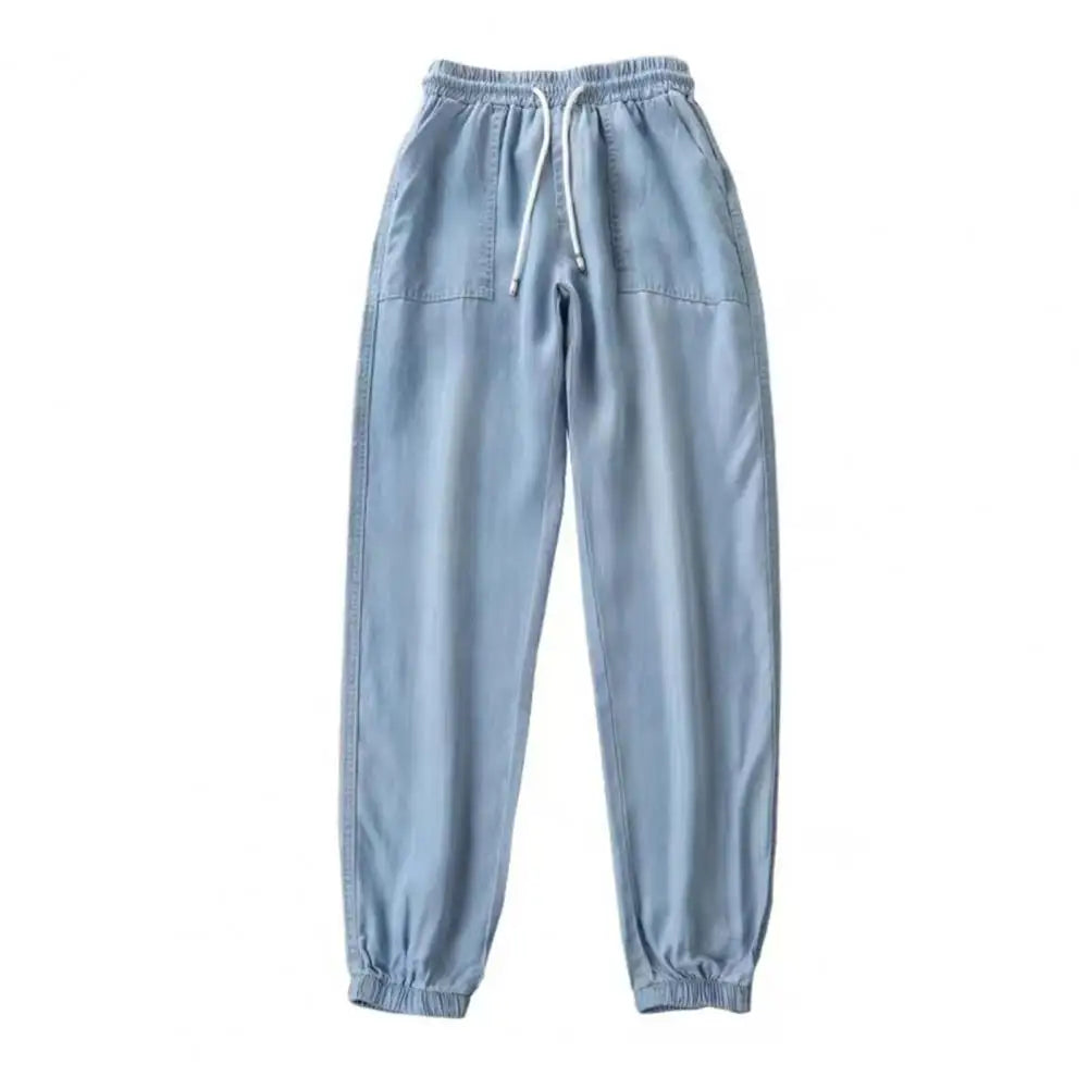 Women Harem Pants High Waist Drawstring Ankle-banded Women Trousers Deep Crotch Elastic Waist Female Trousers Casual Pants