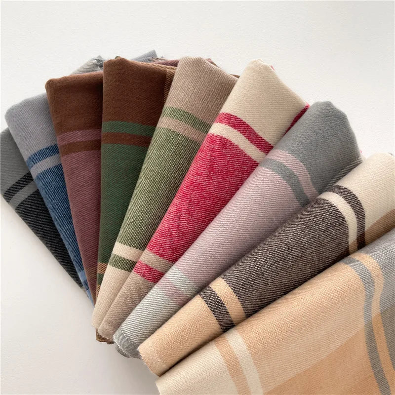 200*65CM New Men Women Autumn Winter Luxury Scarfs Cashmere Feeling Muffler Fall Blanket Classic Plaid Foulard Soft Warm Scarves BAZAARHUBO