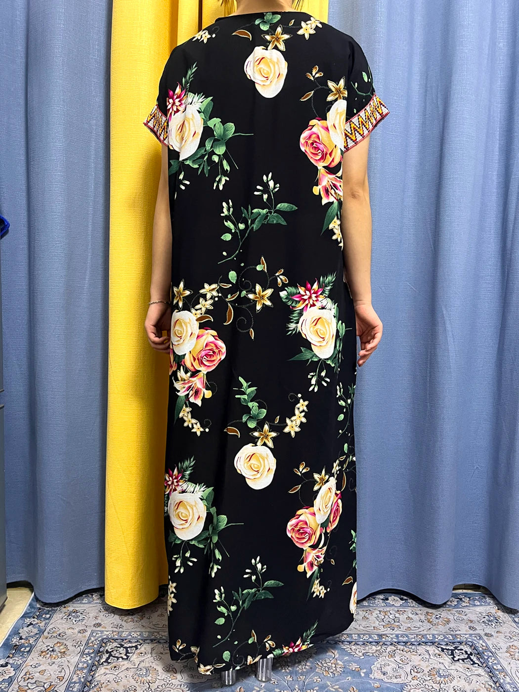 Abayas For Women 2023 Dubai  Fashion Printed Flower Cotton V-neck Slim Fit Short Femme Robe African Woman Dresses With Headscarf