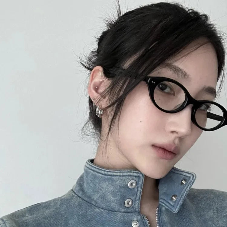 Y2K Retro Oval Frame Glasses Women Leopard Ins Sweet Cool Eyewear Trend Brand Reading Computer Anti Blue Light Eyeglasses BAZAARHUBO