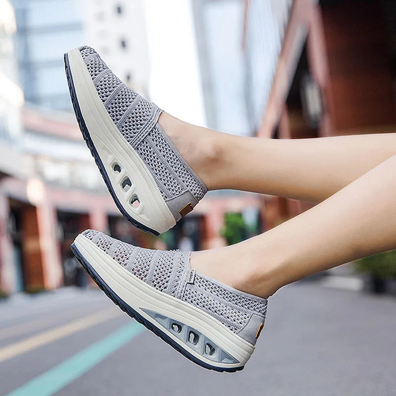 Women's Mesh Breathable Loafers Solid Color Slip On Summer Platform Sneakers Women Walking Casual Shoes Zapatos Mujer WSH5094