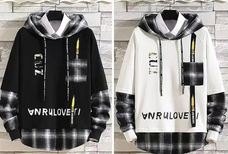 Sports Suits Jogging Male T Shirt Alphabet Pants Sets Hooded Clothes for Men Plaid Top Stylish Tracksuit Original Brands Cool S