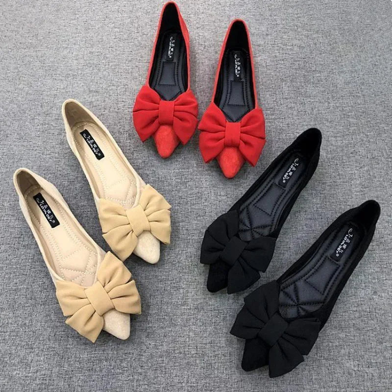 New Spring and Autumn Style Fashionable Comfortable and Versatile Women Shoes Casual Simple Wear-resistant Flat Bottom Bow Shoes