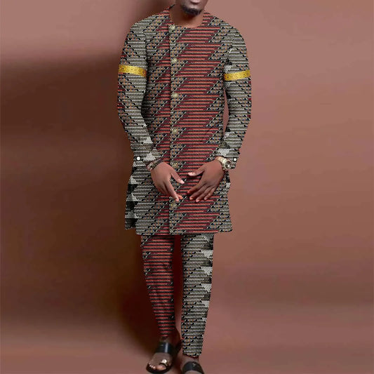 Dashiki Clothes for Men African Printed Coats and Pants 2 Piece Outfits Plus Size Outwear Ankara Jacket African Clothes A2116056
