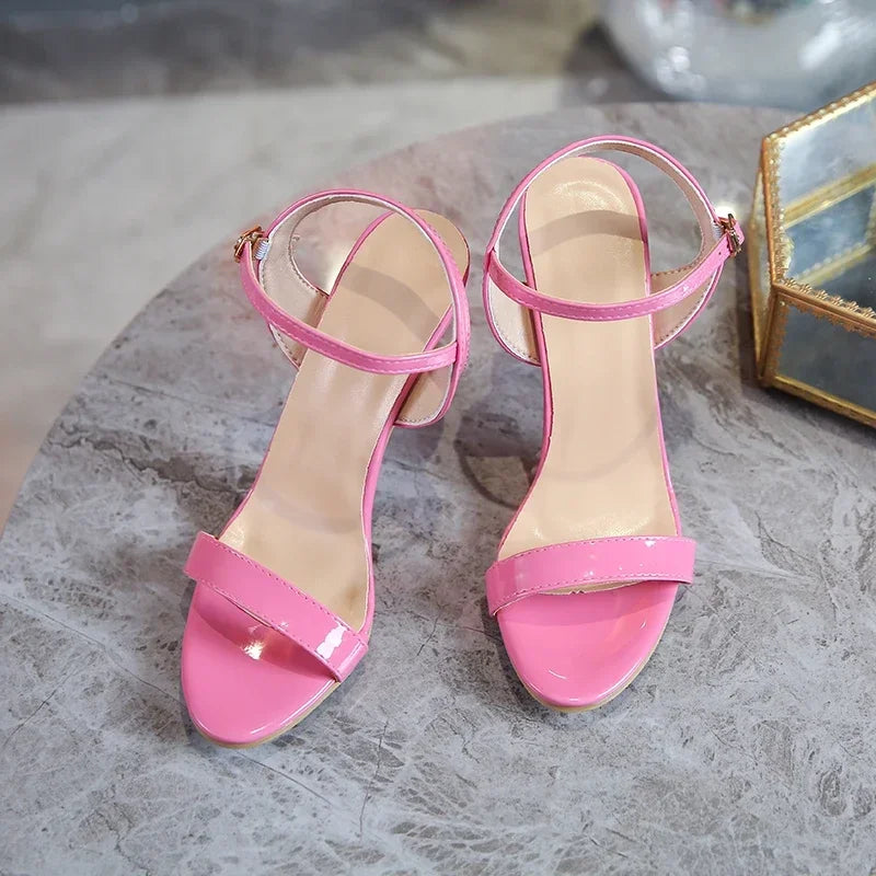 Large Size 45 Women's Sandals 2025 Summer High Heels Fashion Open Toe Sandals Buckle Party Shoes Sexy Thin Heels Wedding Shoes