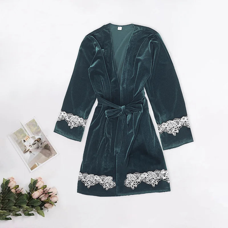 New Style European and American Sexy Multicolor Loungewear - Fashionable & Comfortable Lace-trimmed Pajamas with Robe