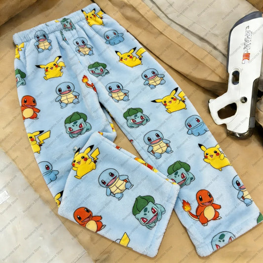 2026 Pocket Monster Pikachu Full Over Print Adult Pajama Pants Matching Family Outfits Early spring Flannel Comfy Casual Pants