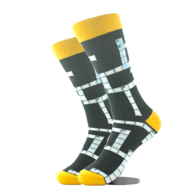 Cool Design Avocado Crew Socks Men Creative Eye Guitar Bus Pattern Sokken Duck Cat Fox Otter Animals Divertidos Chaussette Sox