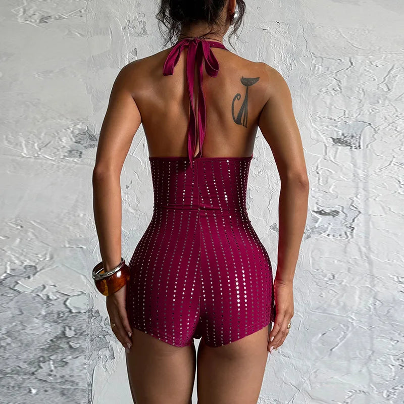 Sexy Club Women Black Style V-Neck Rompers Playsuits Bodysuit Sleeveless Streetwear Overalls Top Suit Summer Spring Jumpsuit