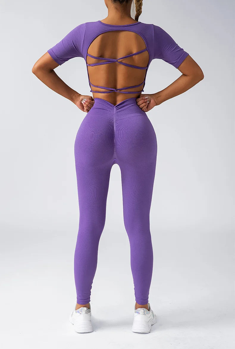 Women's Yoga Sets Seamless Sportswear 2-Piece Gym Yoga Clothes Sport Bra + Leggings Running Wear Skinny Sports Workout Sets Suit