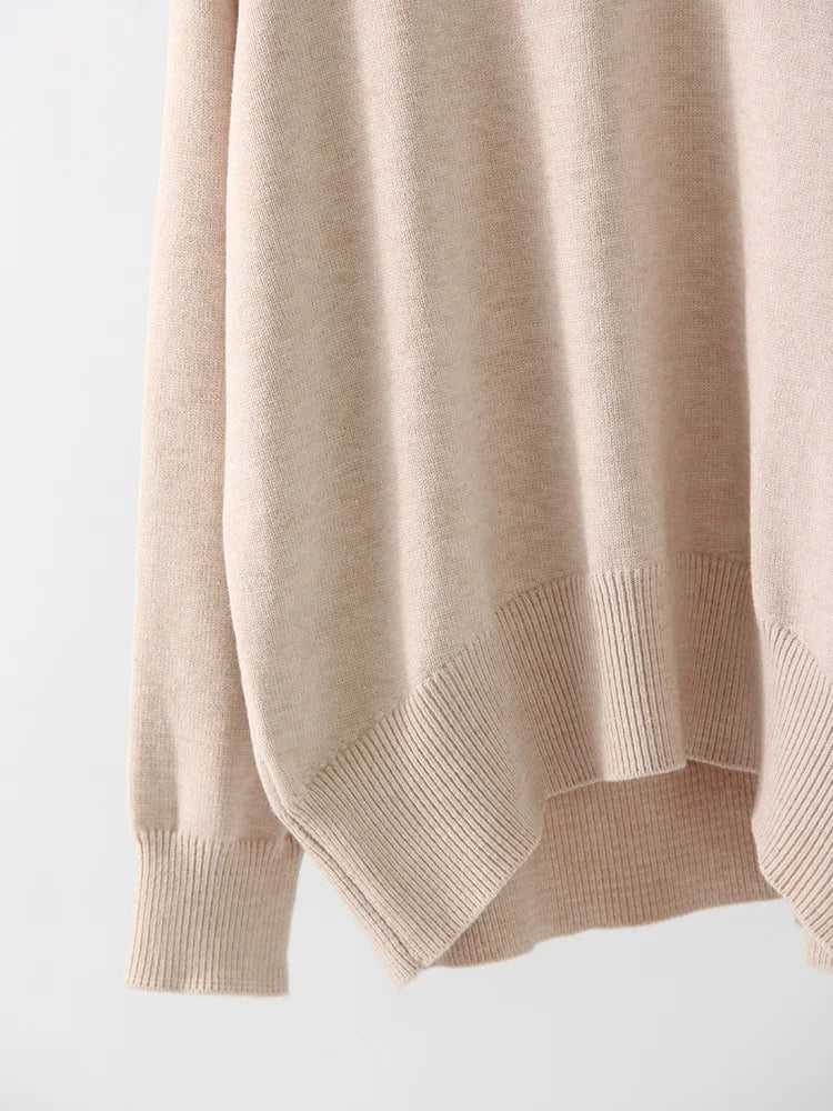 Oversize Burgundy Womens O Neck Knitwear Sweater Warm Winter Pullover