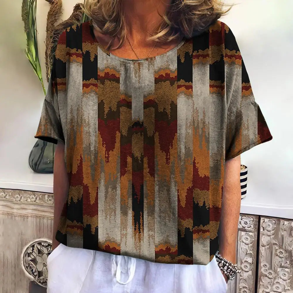 Summer Plaid T Shirt For Women O Neck Casual Sweatshirt New Tees Harajuku Clothing Loose Short Sleeve Blouse Female Fashion Tops