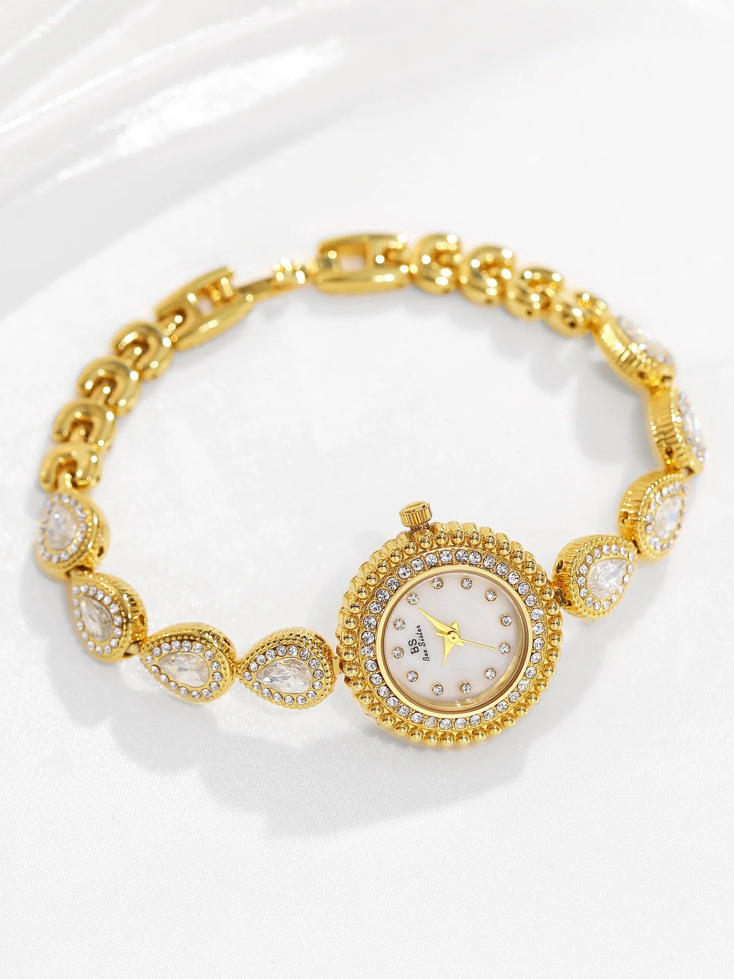 Gold Women Bracelet Dress Watches For Ladies Wrist Quartz Watches 2025 Top Brand Luxury Golden Rhinestone Gift Girlfriend Clock