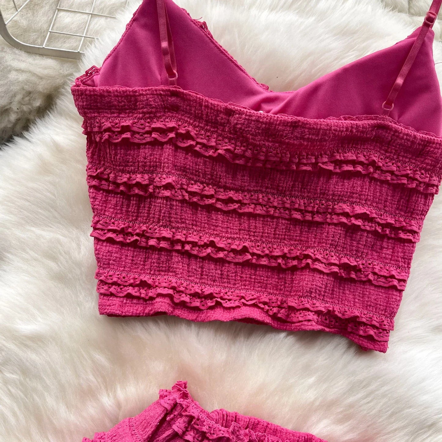 Sexy Two Pieces Sets Forwomen Chic Sexy Short Straps Tank Top with High Waist Mini Skirt Suit Summer Sweet Pleated Skirt